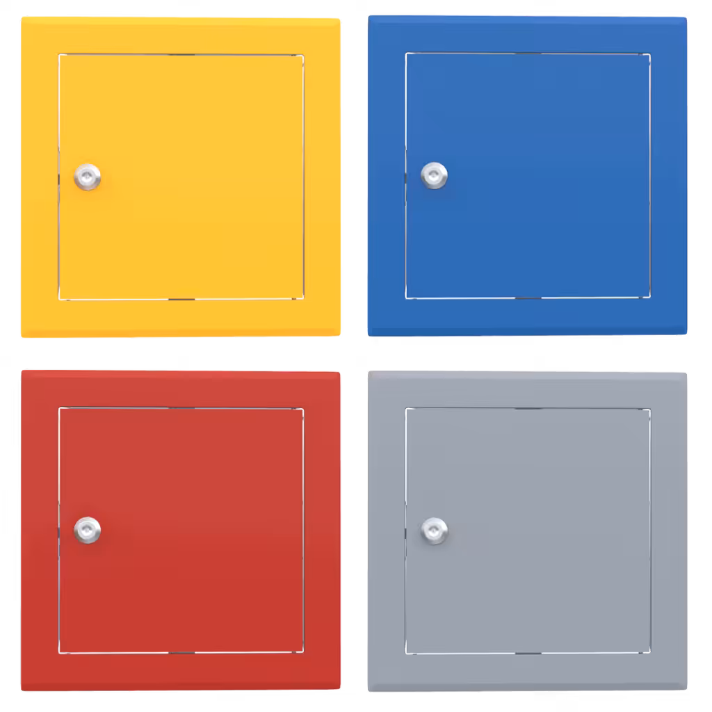Stalen inspectieluik Tempo Softline gekleurd, cilindersleutel, in 14 RAL-kleuren, 200×200 tot 800×800 mm