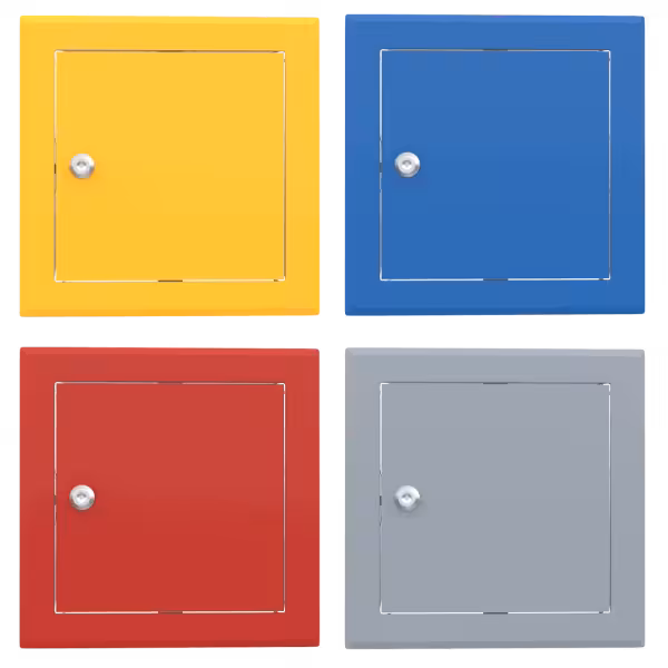 Stalen inspectieluik Tempo Softline gekleurd, cilindersleutel, in 14 RAL-kleuren, 200×200 tot 800×800 mm