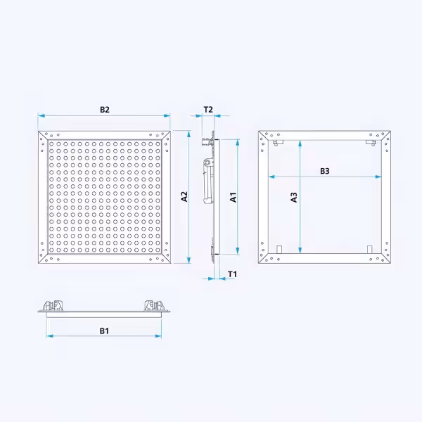 Technisch schema van het 8/18 R perforatiepatroon, Tempo Eco Star inspectieluik